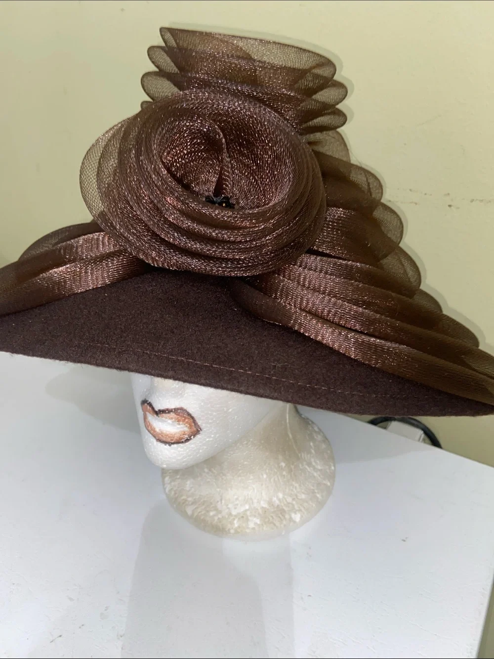 Beautiful Brown Dress Hat with Swirl Accent